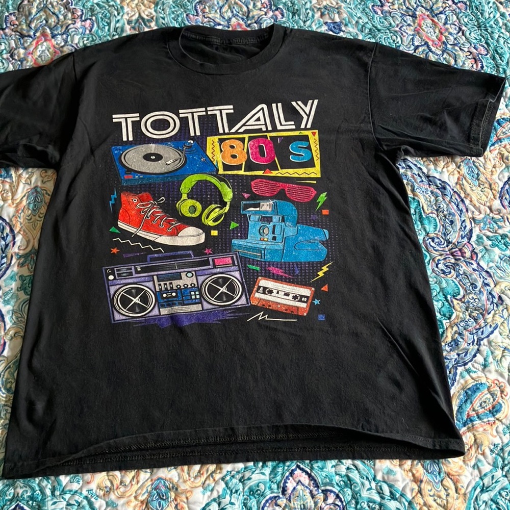 Black Graphic Tee with Retro Design